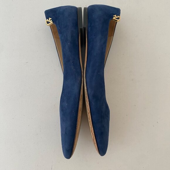 Tory Burch Elizabeth Flats Shoes Suede Blue - Picture 2 of 11